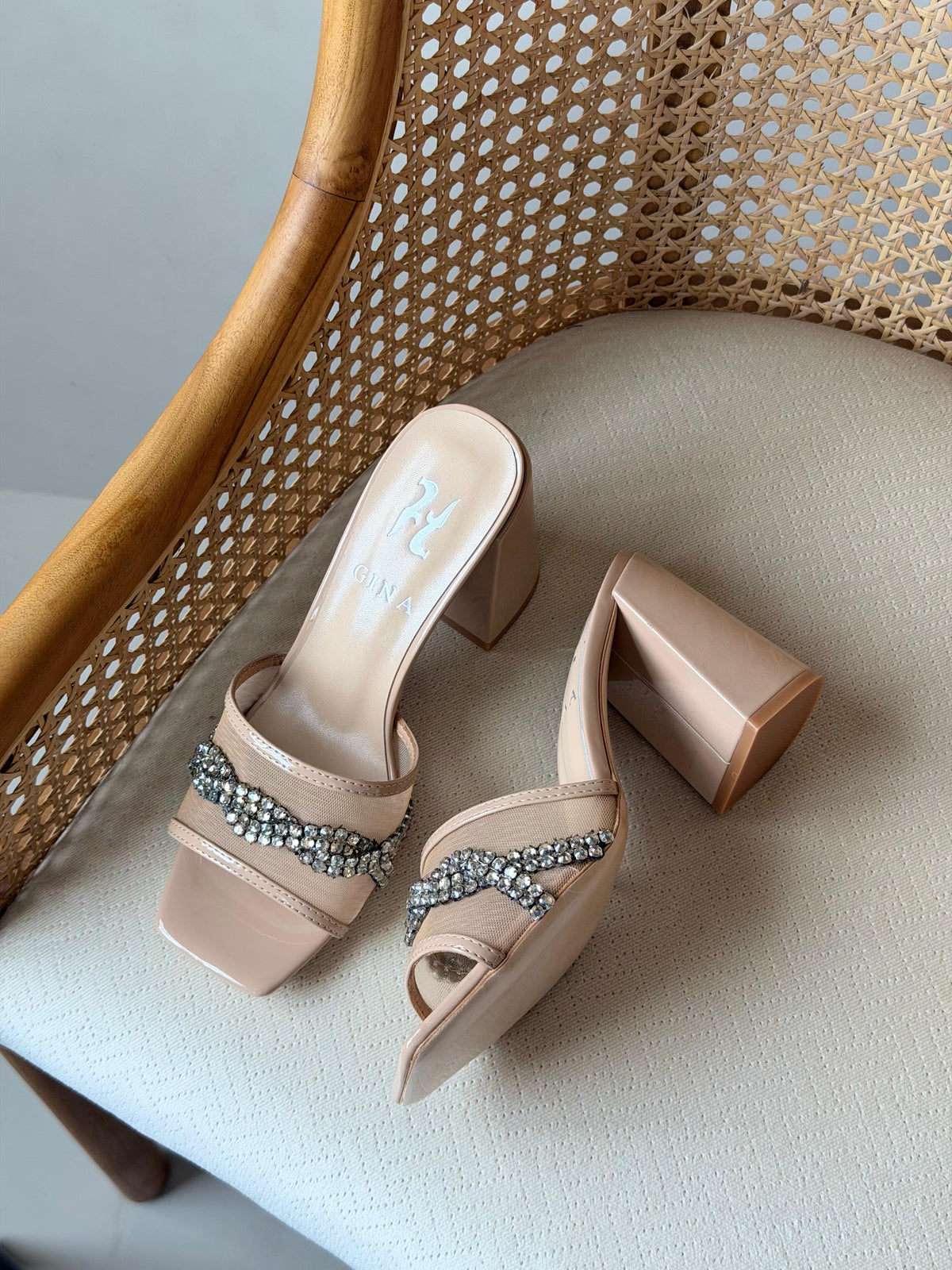 Gina Crystal-Embellished High-Heed Mules