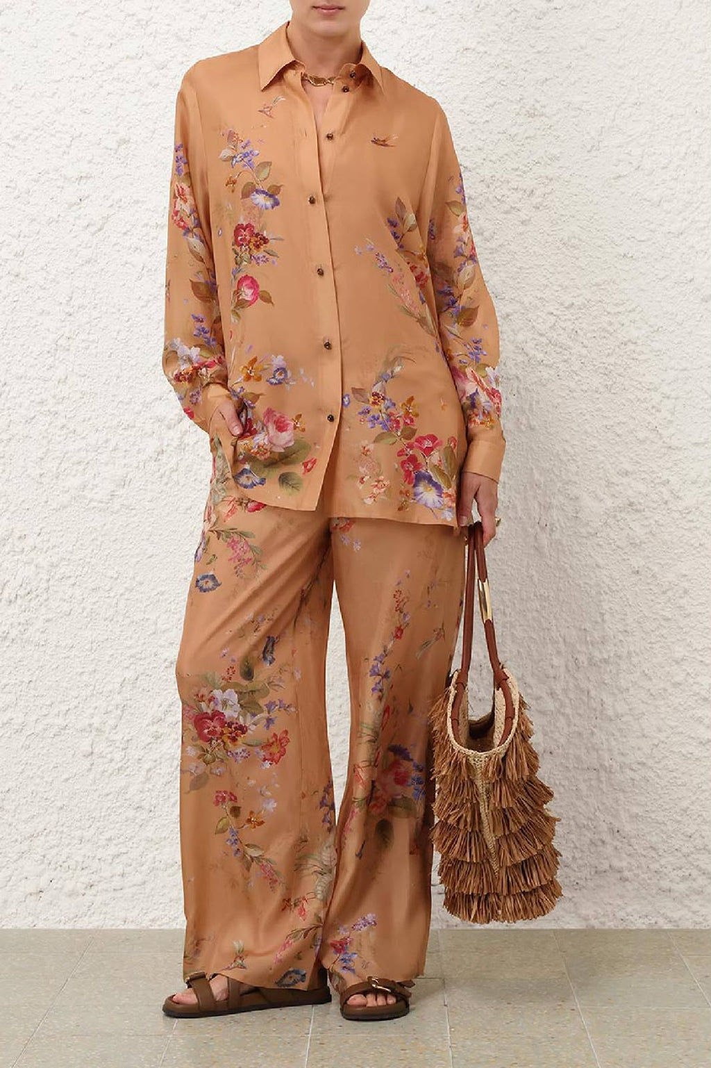 Zimmermann Indra Floral Silk Shirt & Pants Set