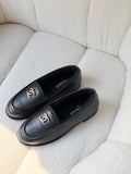 Chanel Shearling-Lined CC Logo Loafers