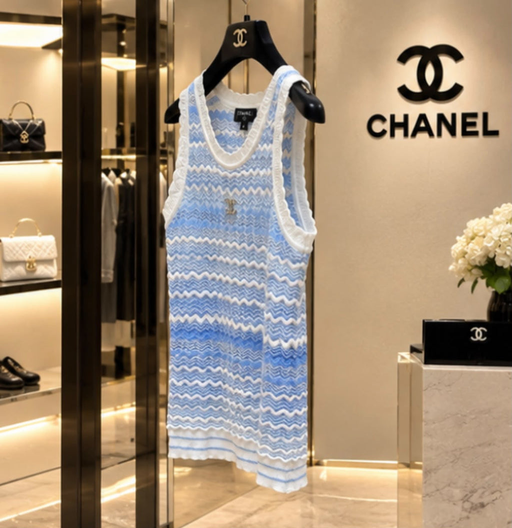 CHANEL Chevron Knit Tank Top