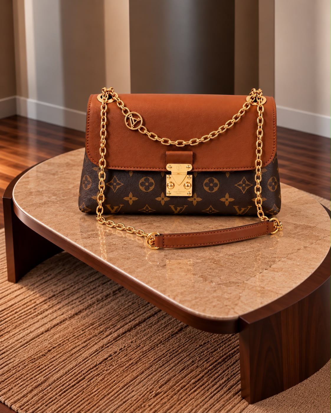 LV Monogram Contrast Flap Chain Bag