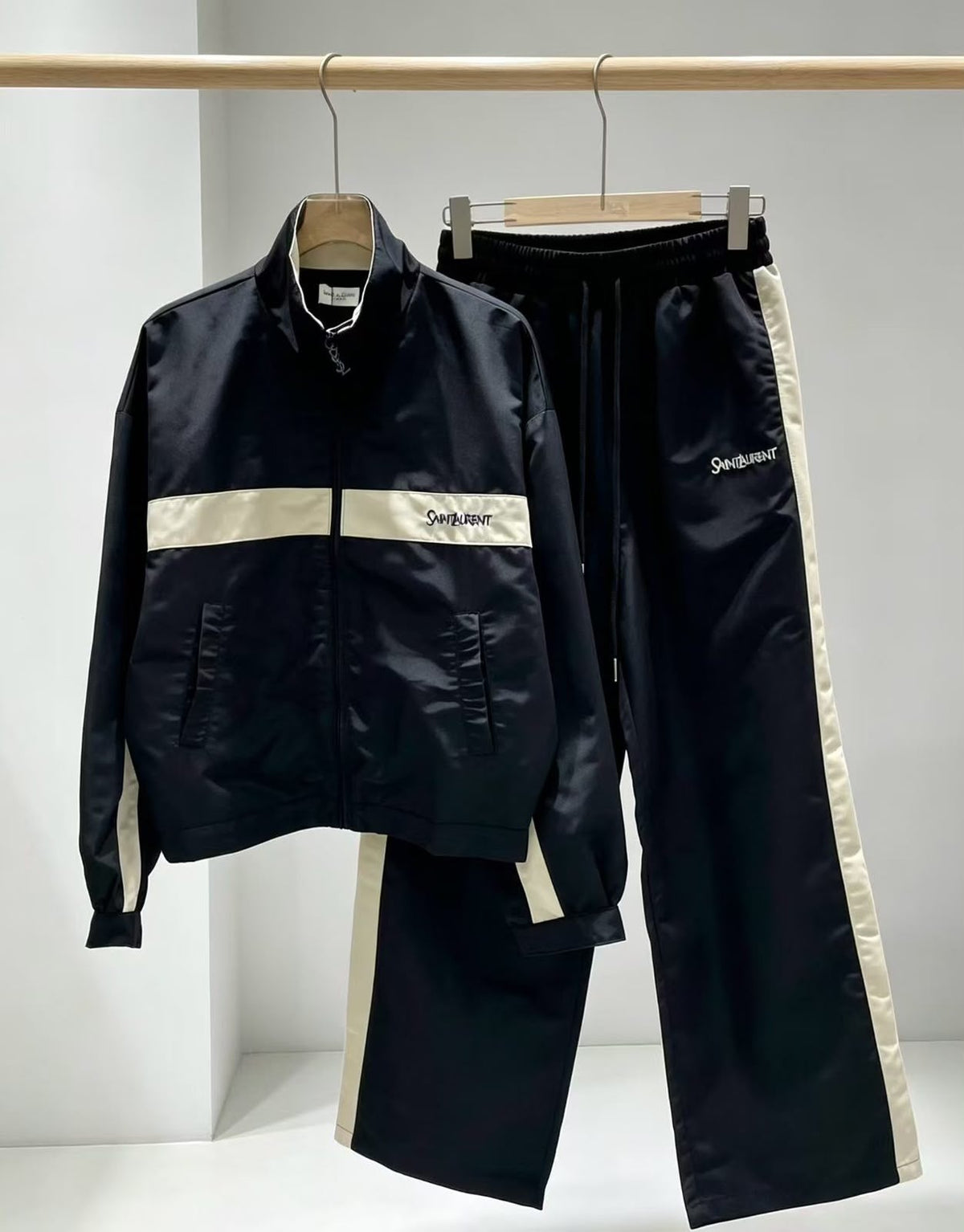 Saint Laurent Contrast Stripe Track Jacket and Pants Set