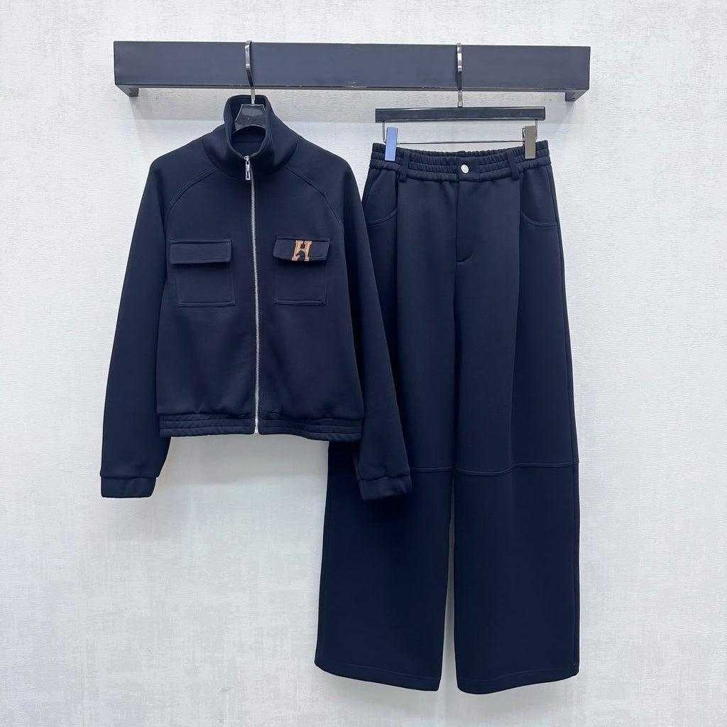 Hermès Zip Track Jacket and Matching Pants with H Logo Detail