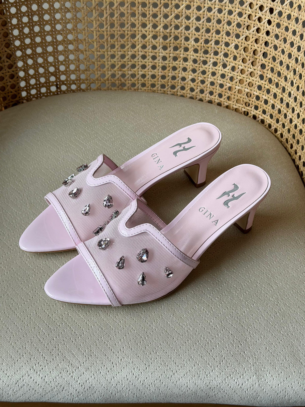 Gina Embellished Mid-Heel Mule