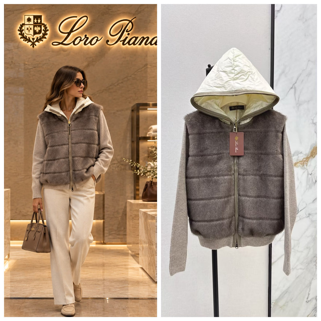 Loro Piana Reversible Hooded Cashmere and Fur-Trimmed Quilted Jacket