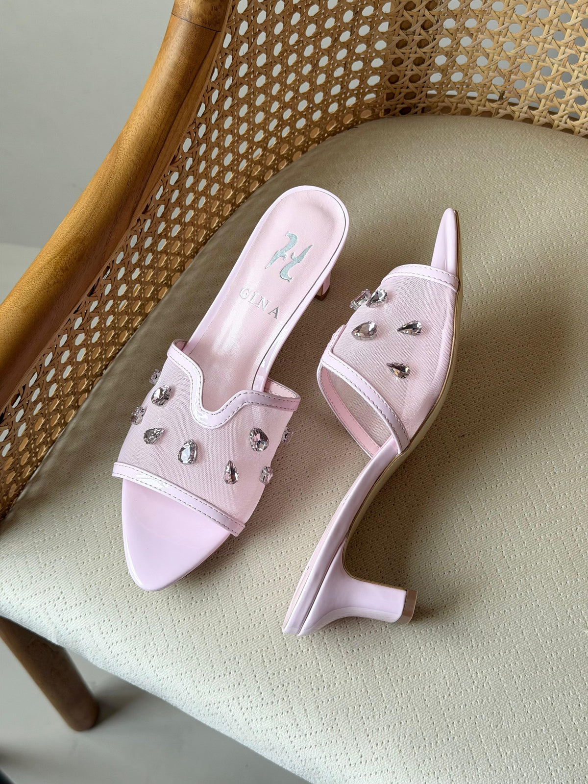 Gina Embellished Mid-Heel Mule