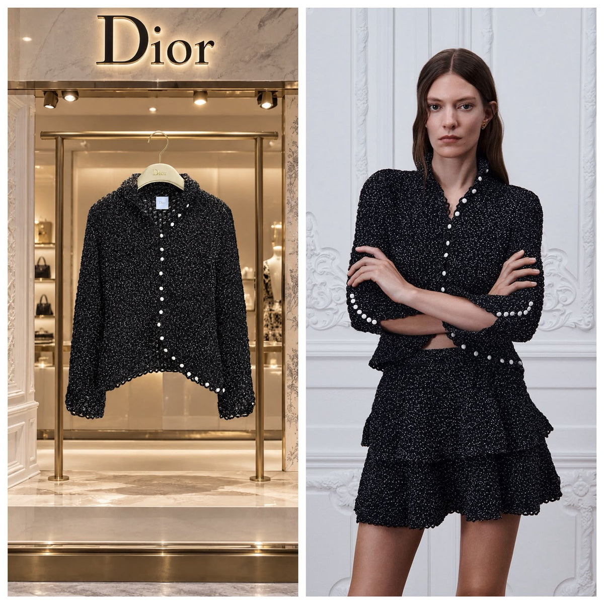 Dior Pearl Button Tweed Jacket