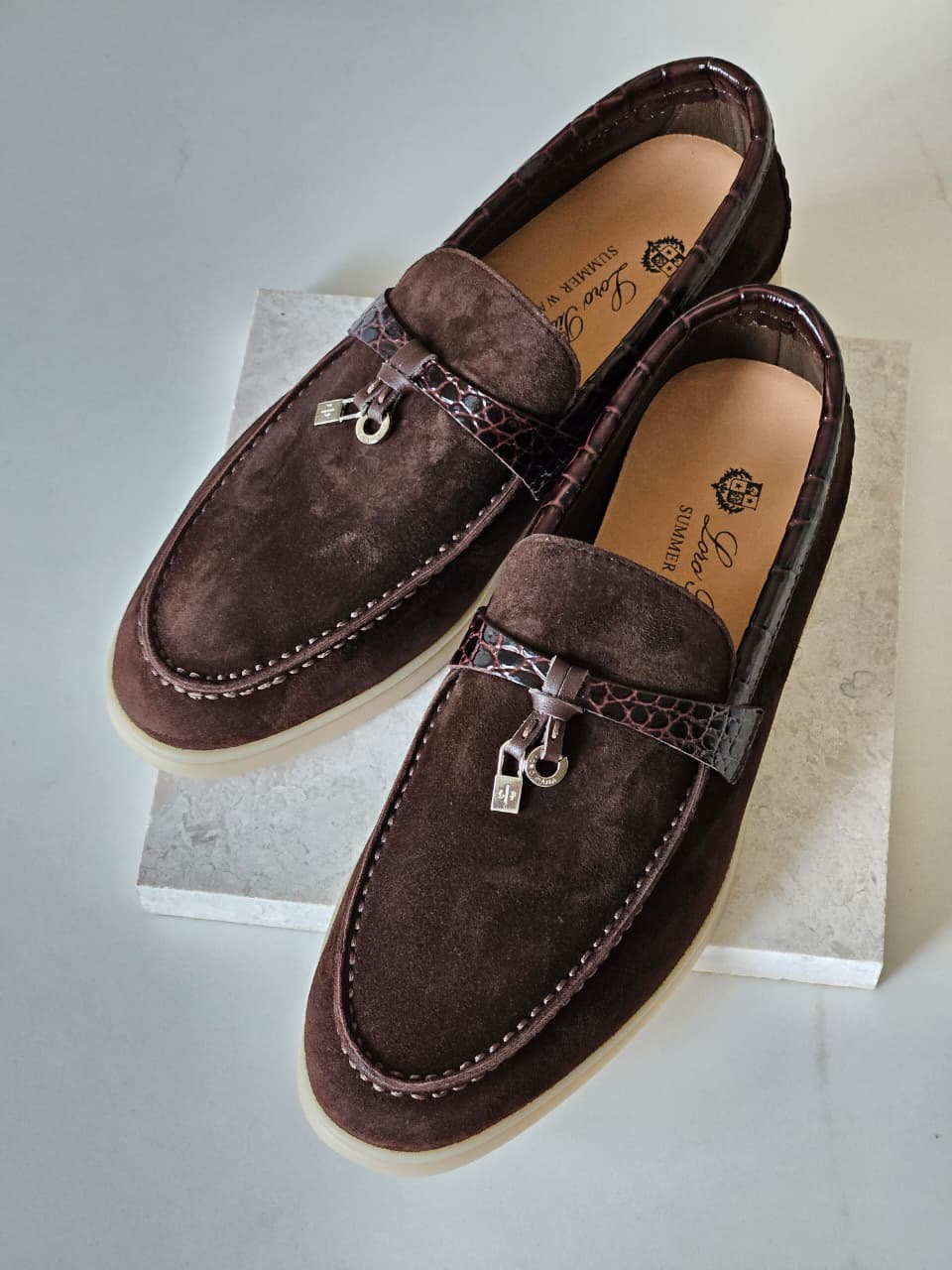Loro Piana Summer Walk Loafers in Dark Brown with
