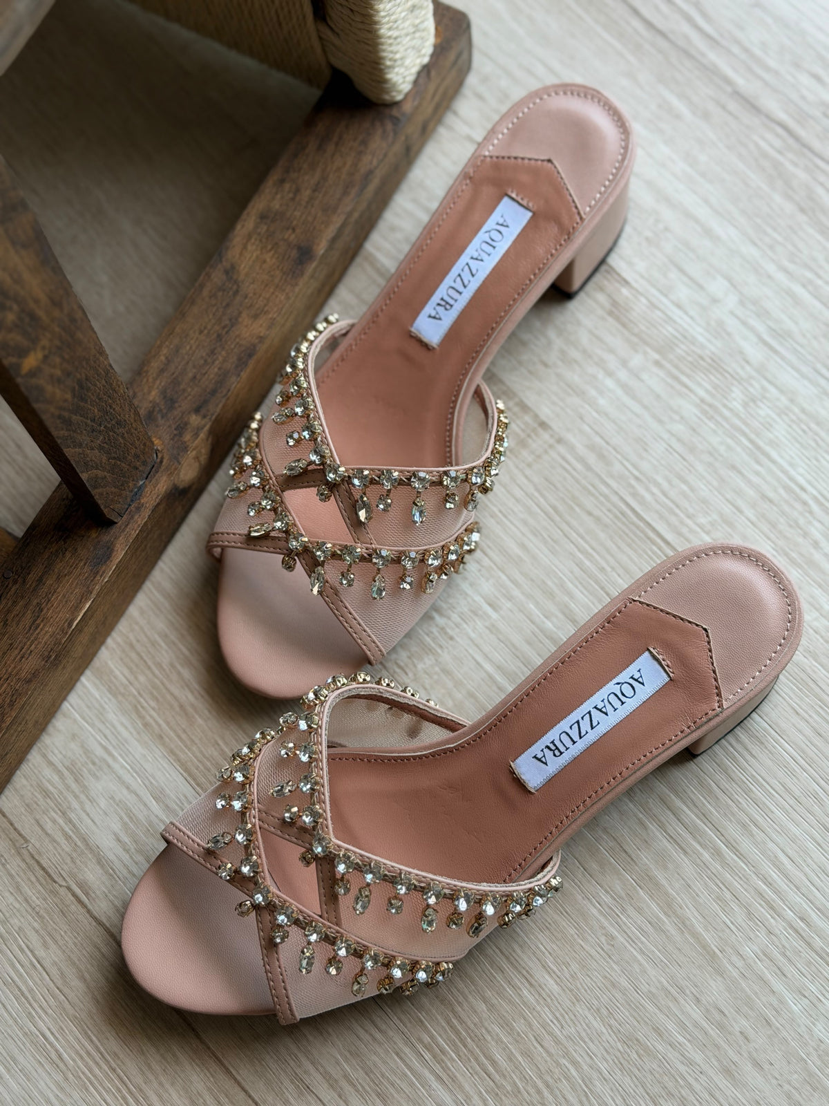 Aquazzura Crystal Embellished Mules / Sandals