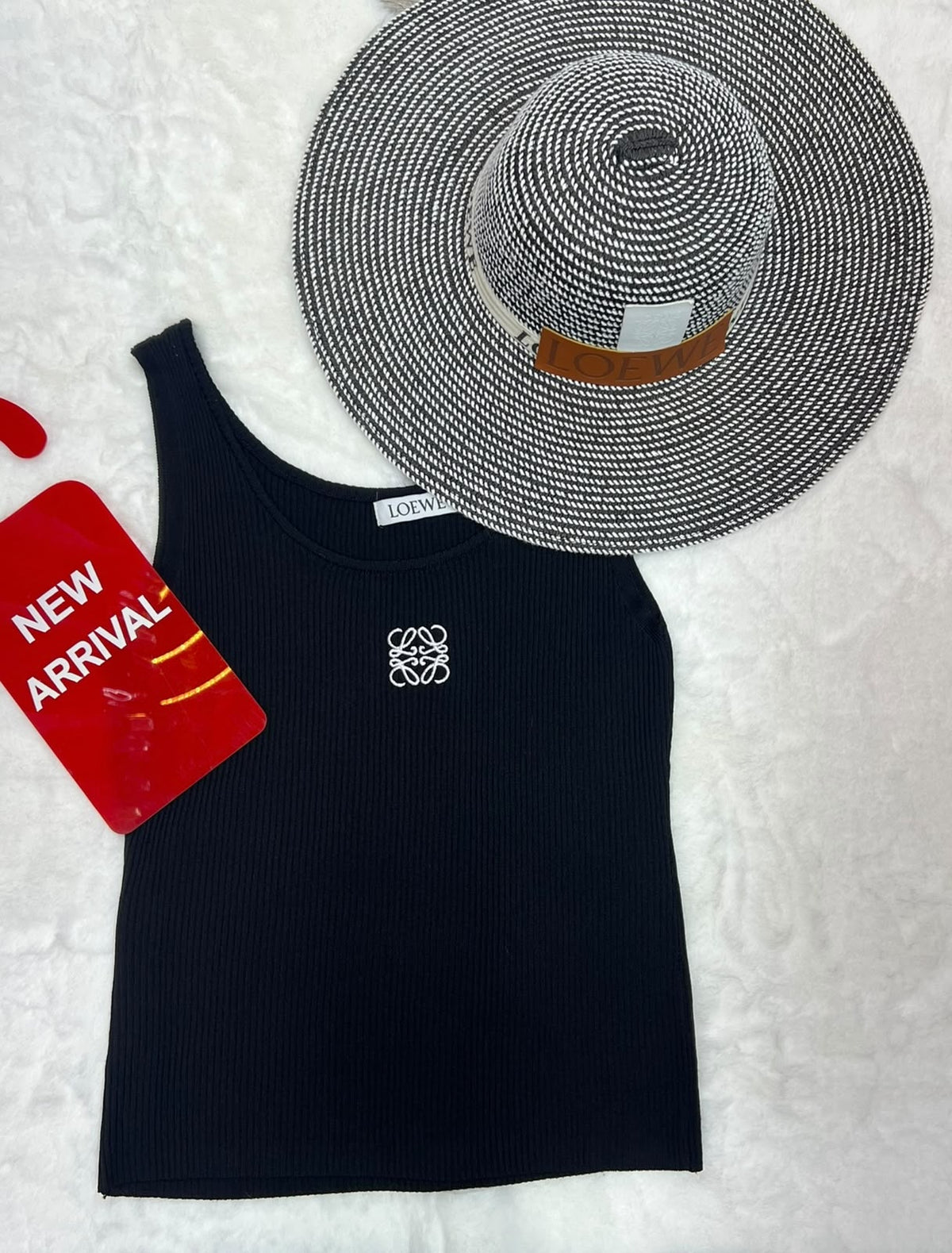 Loewe Anagram Ribbed Crop Top & Loewe Woven Wide-Brim Hat
