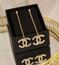 CHANEL – CC Crystal Long Drop Earrings