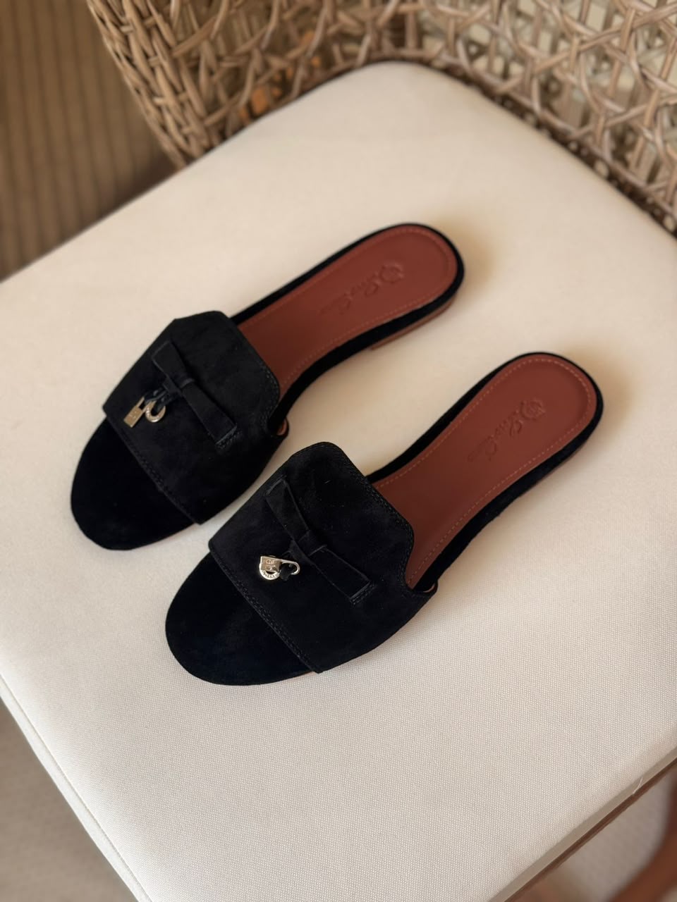 Loro Piana Summer Charms Suede Flat Mules