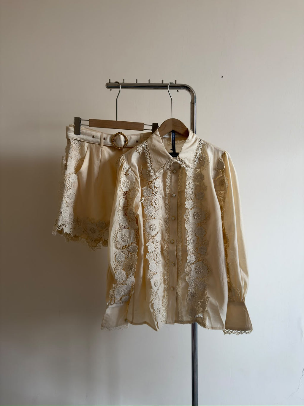 Zimmermann Lace Trim Blouse and Shorts Set