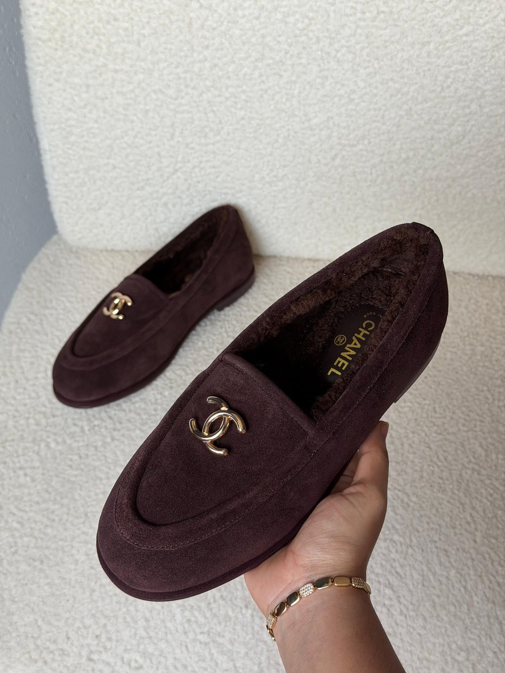 CHANEL Fleece-Lined Loafer Flats