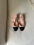 CHANEL Quilted Cap-Toe Slingback Heels