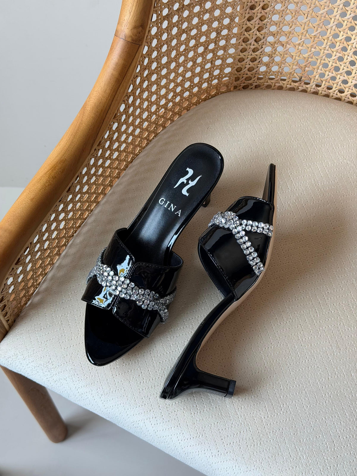GINA Tortoiseshell Crystal-Embellished Mules