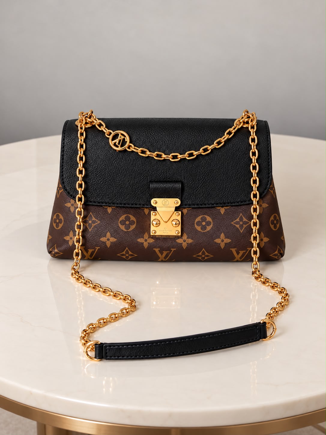 LV Monogram Contrast Flap Chain Bag