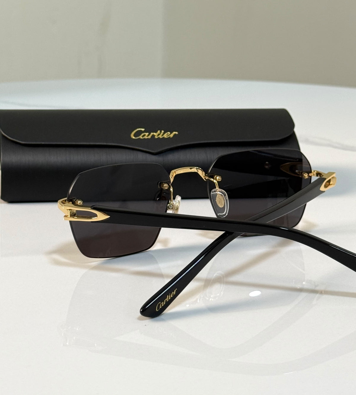 Cartier Rimless Luxury Sunglasses with Case