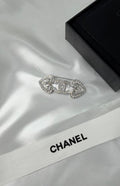 Chanel CC Crystal Double Heart Brooch