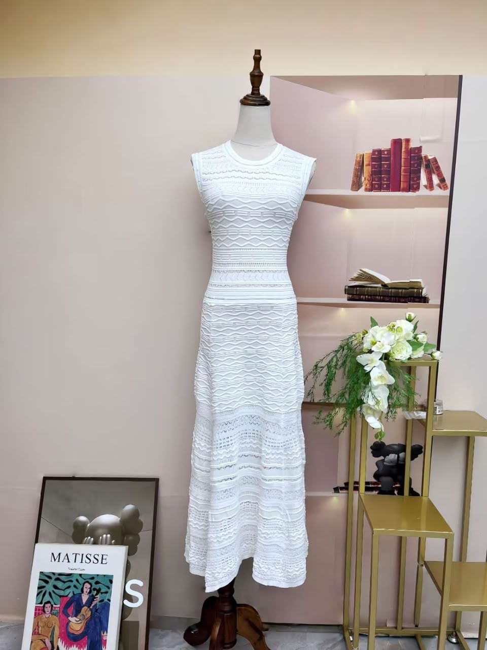 Maje Blue Knit Sleeveless Midi Dress