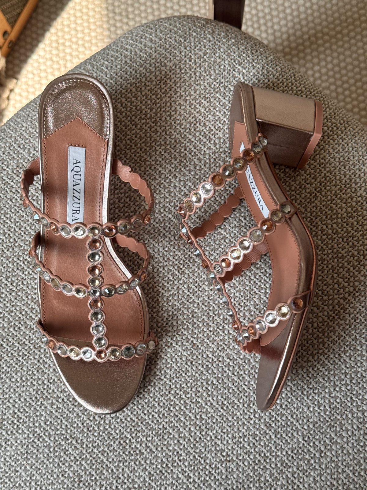 Aquazzura Crystal-Embellished Scalloped Strap
