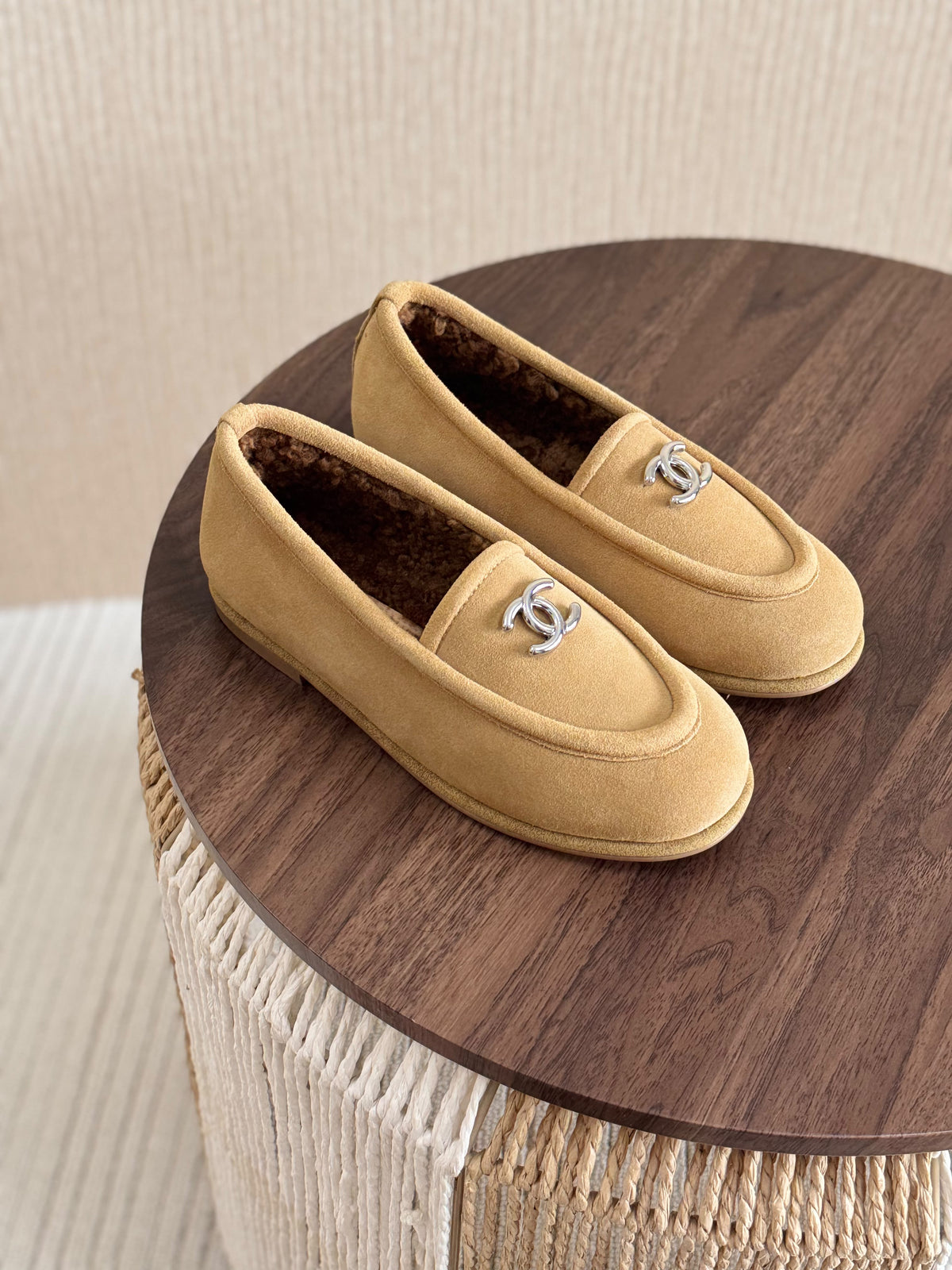 CHANEL Lined Loafer Flats