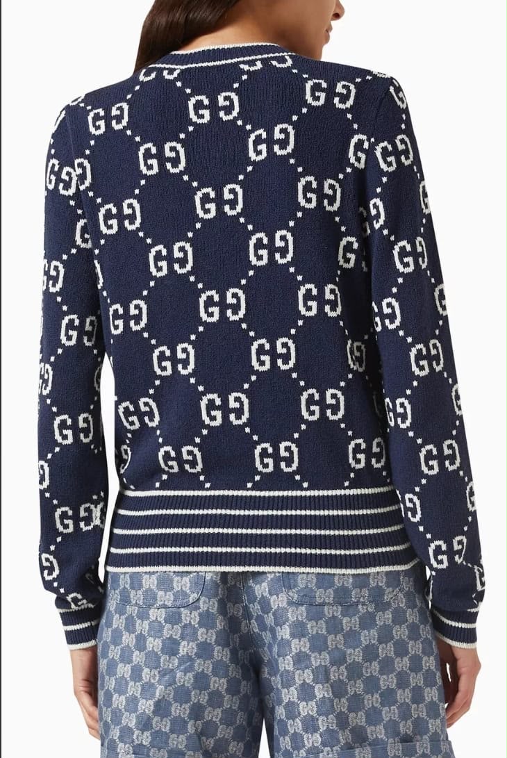 Gucci Reverse GG Jacquard Wool Cardigan