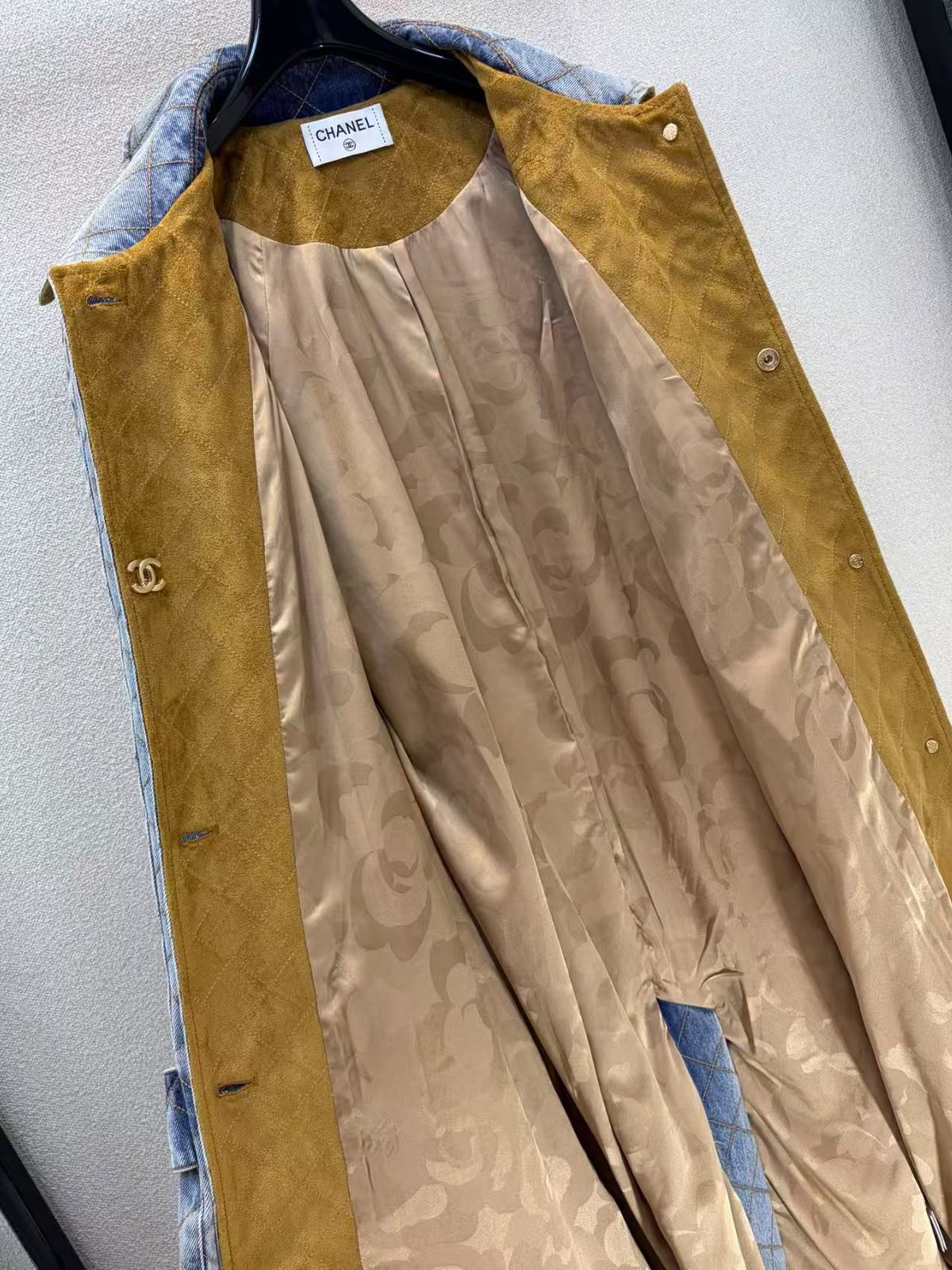 CHANEL Belted Denim Coat
