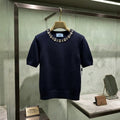 PRADA Short-Sleeve Cashmere Top with
