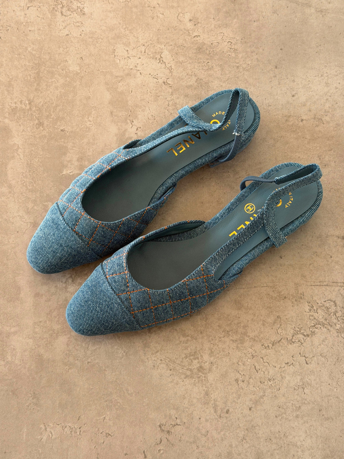 Chanel Quilted Denim Ballerina Flats