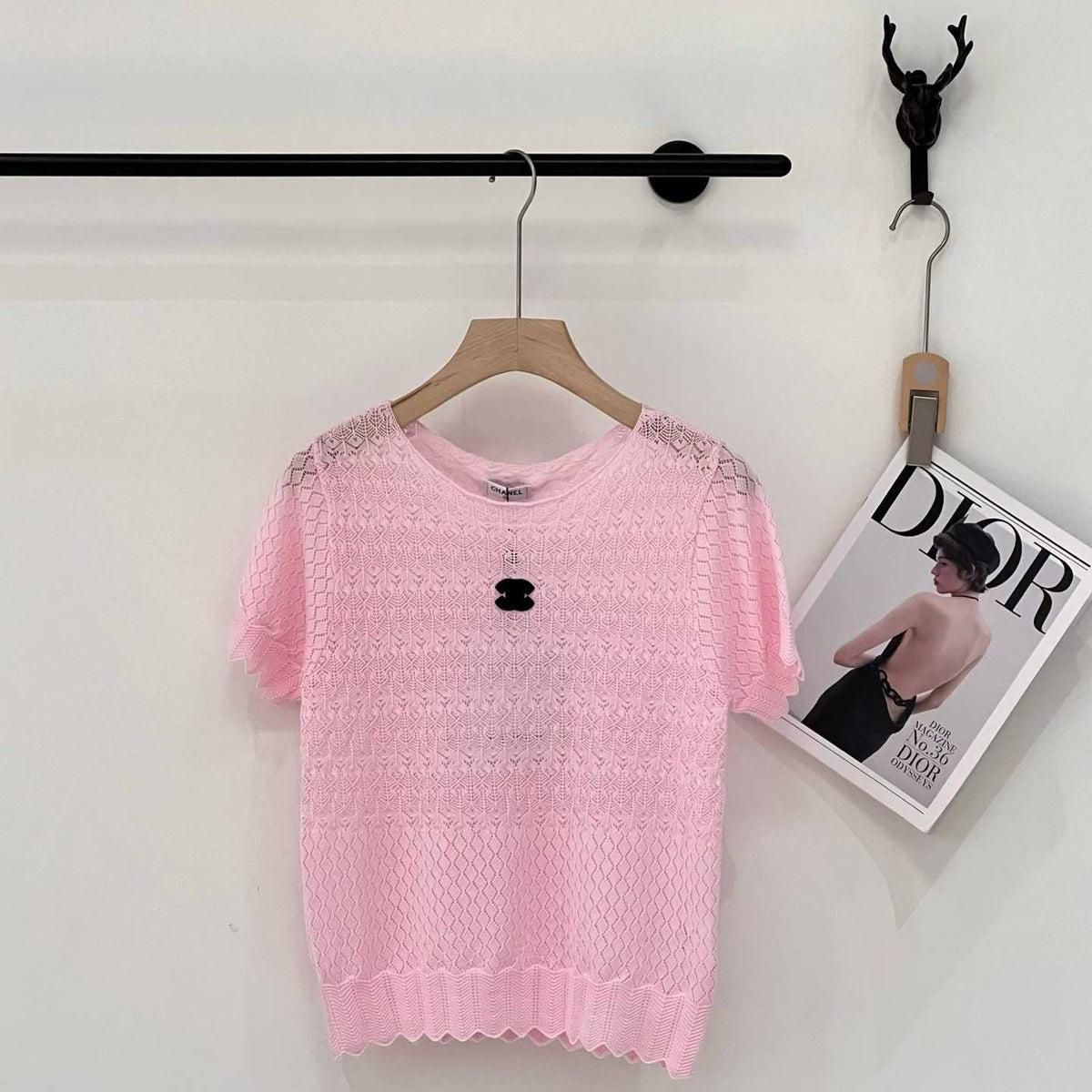 Chanel Openwork Knit Short-Sleeved Top