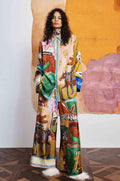 Alémais Multi-Color Scenic Print Silk Long