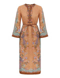 Zimmermann Valiant Embroidered Linen Midi Dress / Kaftan
