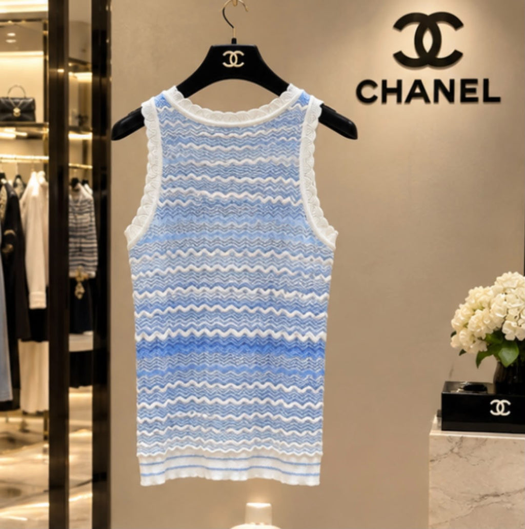 CHANEL Chevron Knit Tank Top