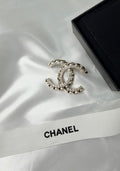 Chanel CC Silver Chain Crystal Brooch