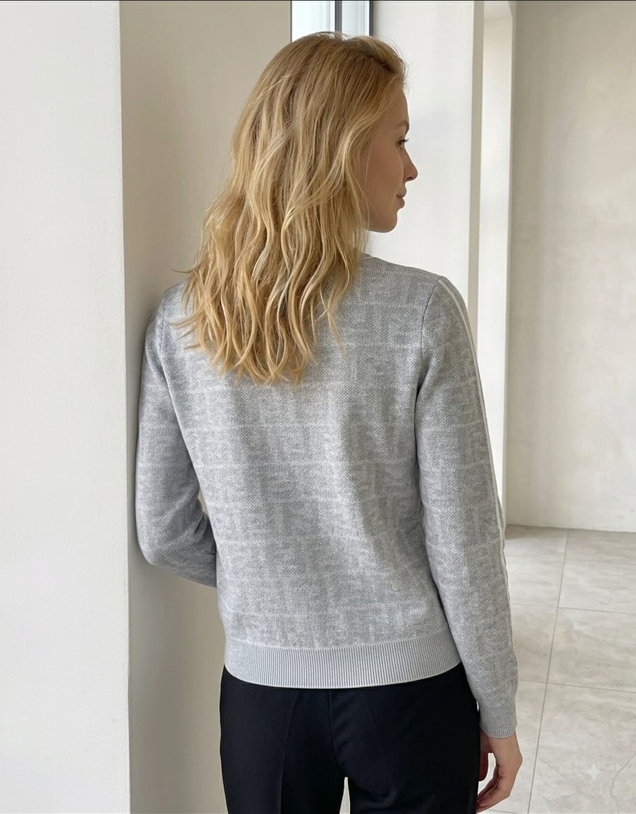 Fendi FF Logo V-Neck Knit Cardigan