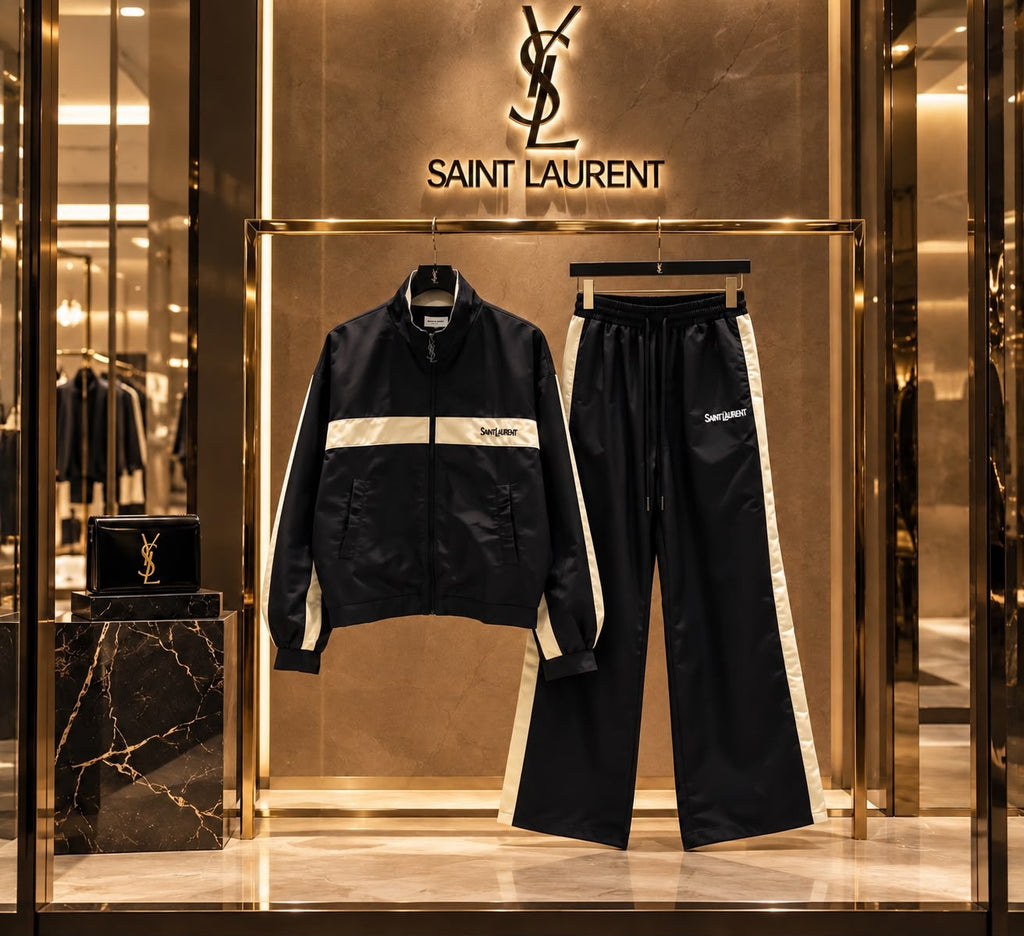 Saint Laurent Contrast Stripe Track Jacket and Pants Set