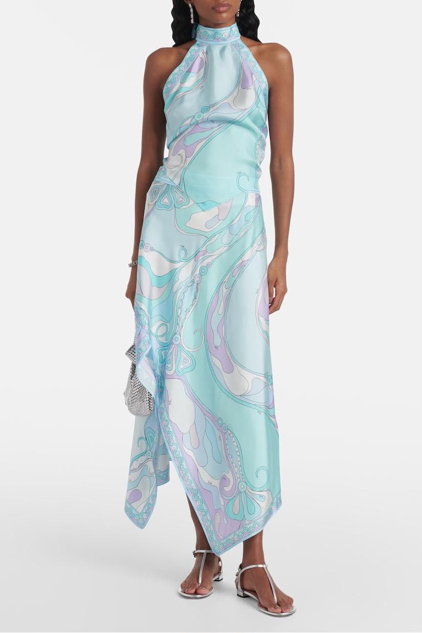 Emilio Pucci Printed Silk Twill Halter Top and Matching Maxi Skirt
