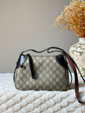 Gucci GG Supreme Tote Bag with Web Stripe Shoulder Strap