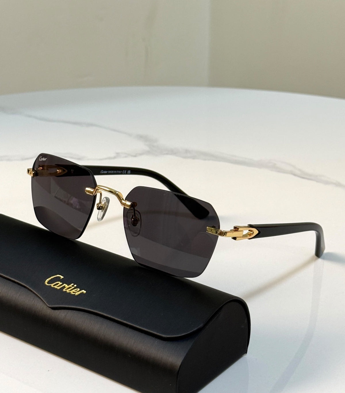 Cartier Rimless Luxury Sunglasses with Case