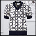 Dior Cannage Jacquard Short-Sleeved V-Neck Sweater