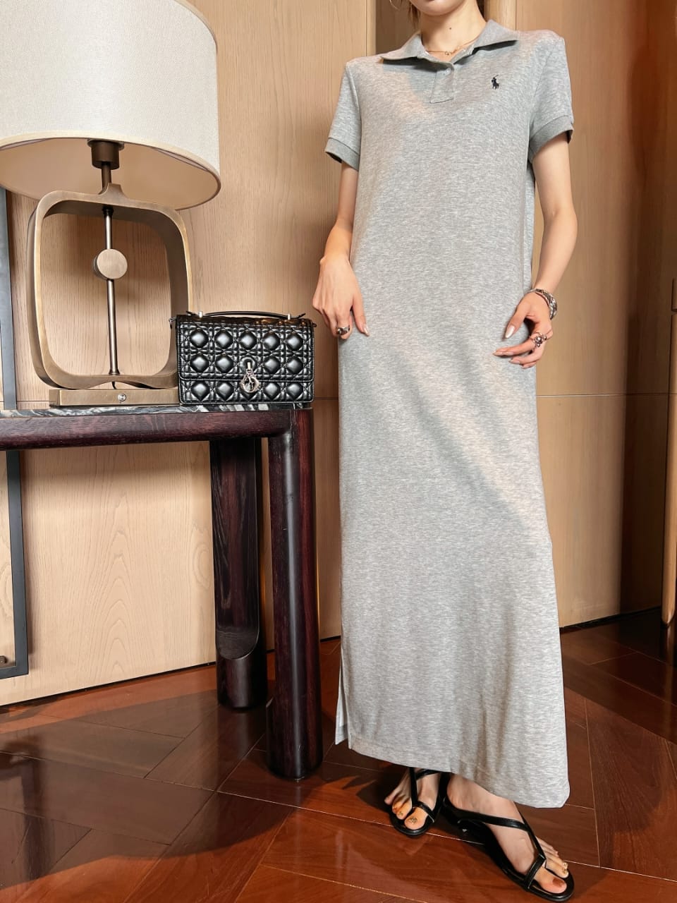 Polo Ralph Lauren Cotton Piqué Maxi Polo Dress in Grey