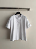 Hermès Tonal Embroidered T-Shirt with Lace Trim