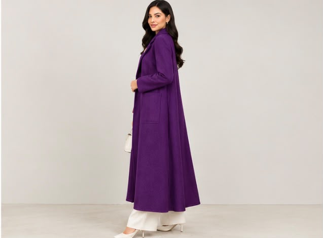 Max Mara Deep Purple Long Wool Coat