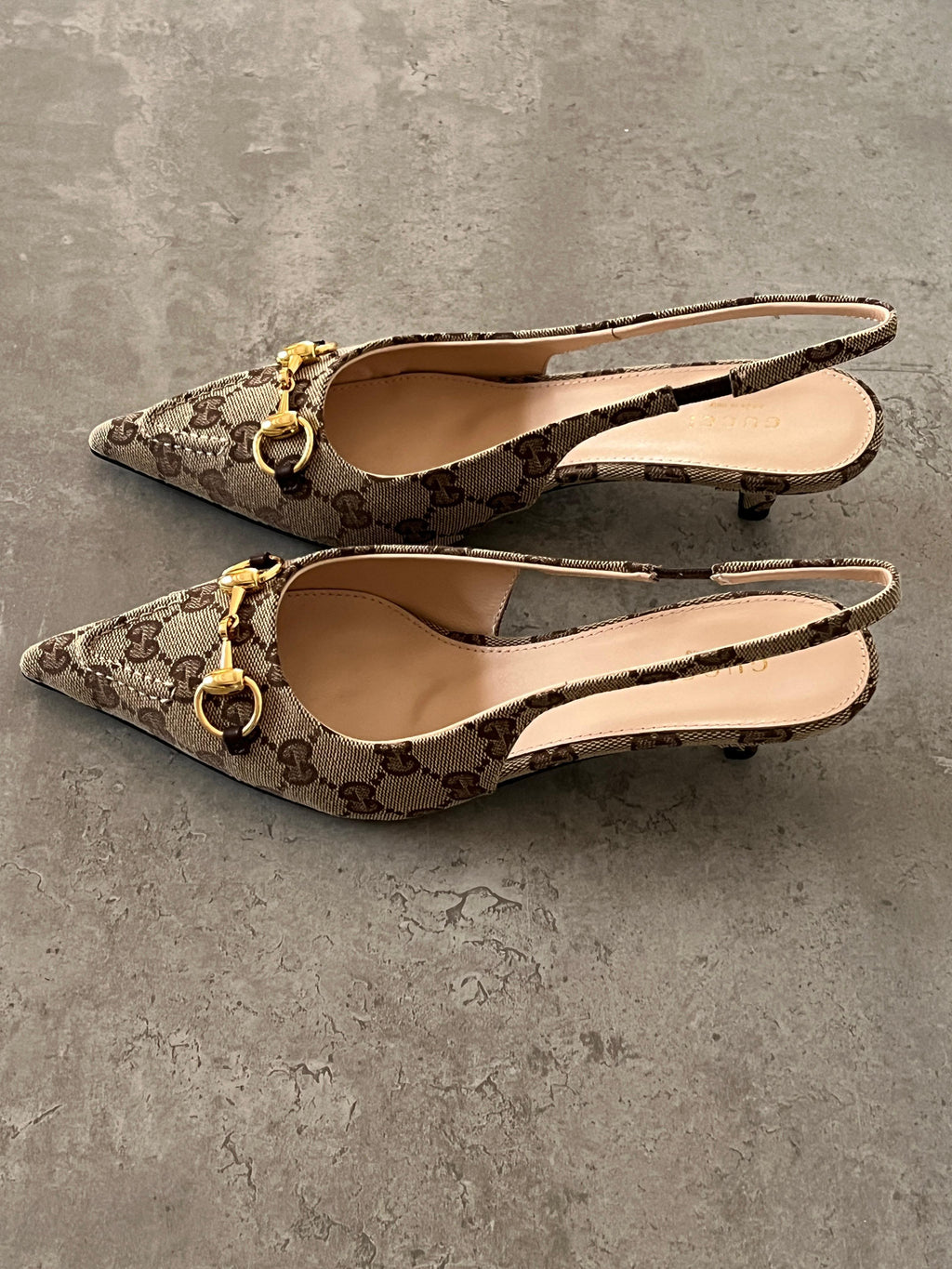 Gucci Canvas Slingback Pump with Horsebit