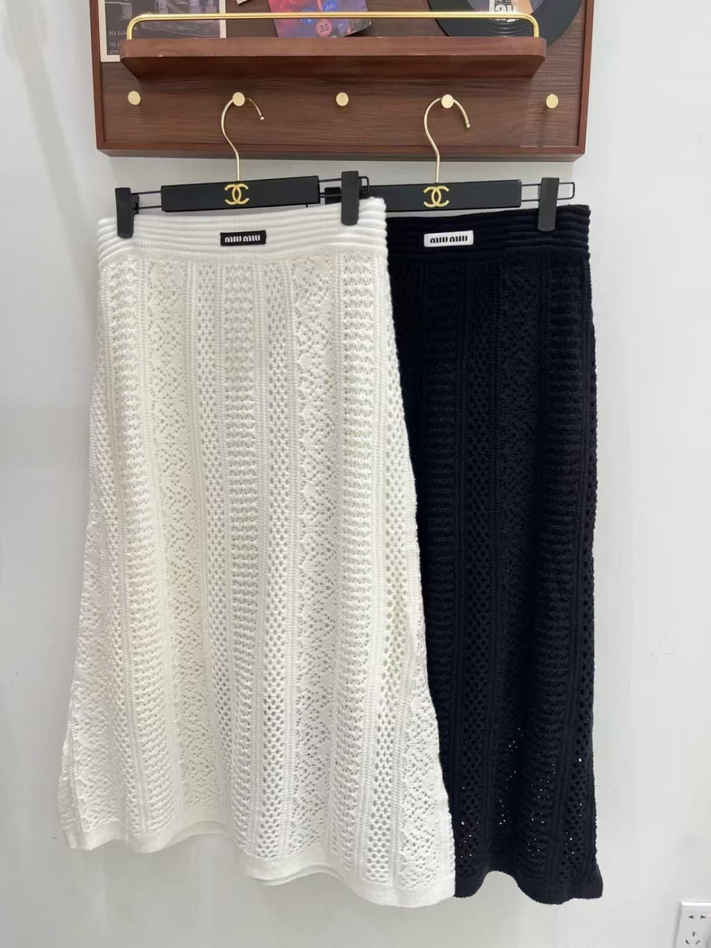 Miu Miu Open-Knit Cardigan and Matching Long Skirt Set