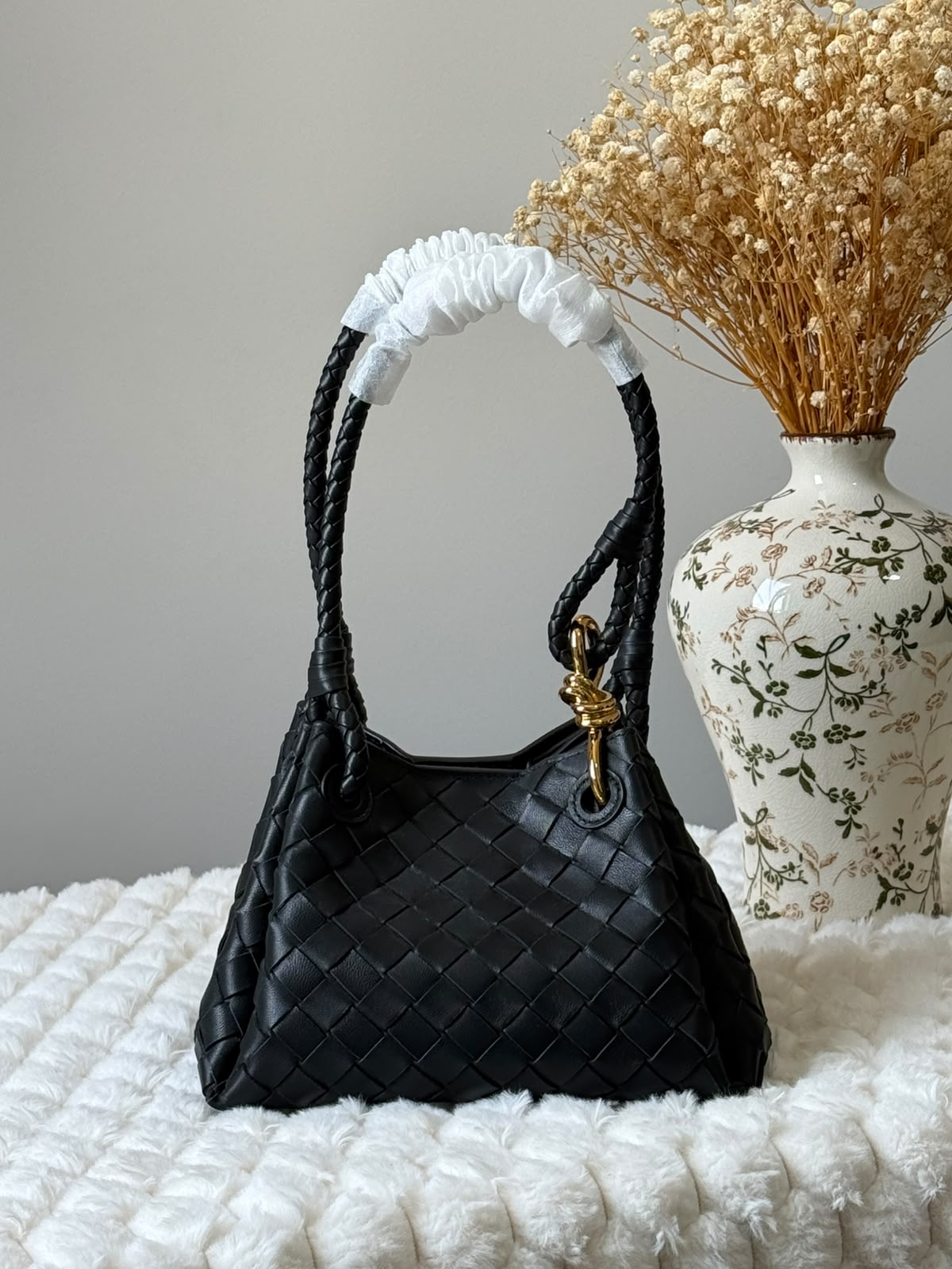 Bottega Braided Handle Knot Detail Shoulder Bag