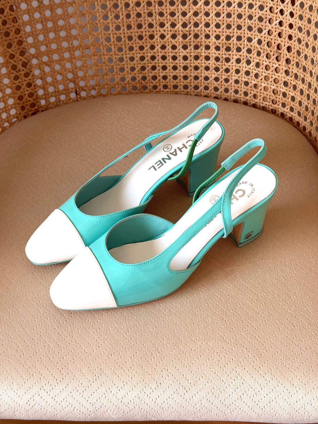 Chanel Two-Tone Slingback Pumps with CC Logo
