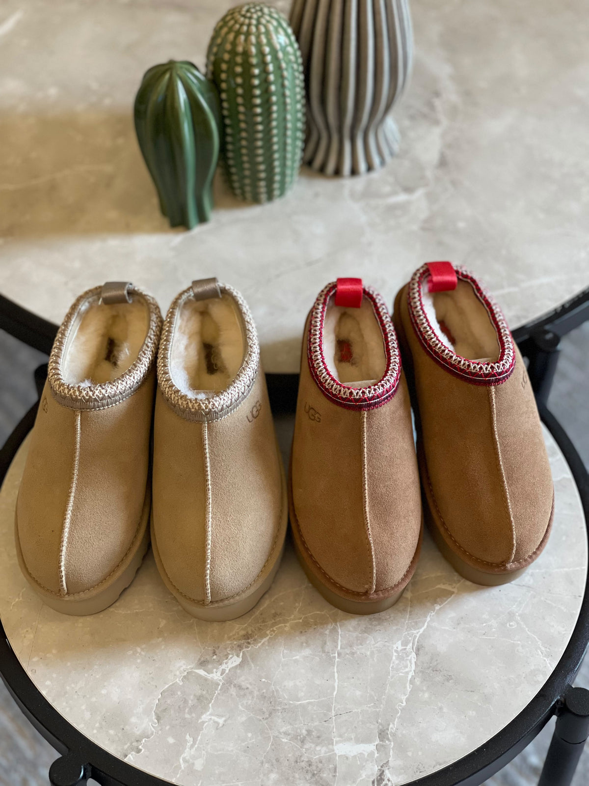 UGG Braided-Trim Platform Mule Flats