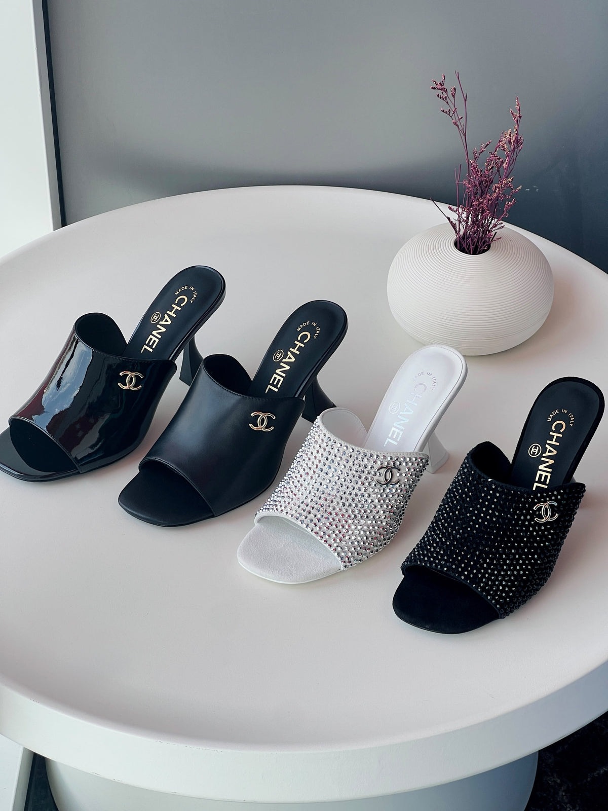 Chanel Luxury High Heel Mule Sandals